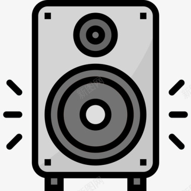 扬声器音乐和多媒体2线性颜色图标图标