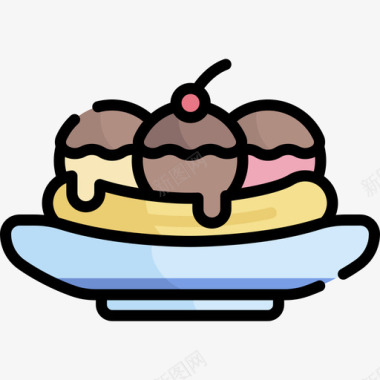 香蕉片冰淇淋15线形颜色图标图标