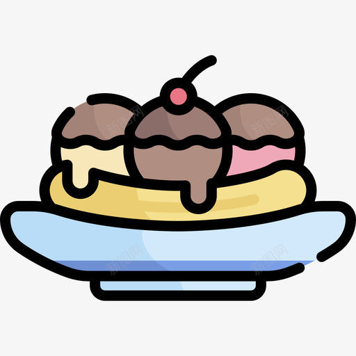 香蕉片冰淇淋15线形颜色图标svg_新图网 https://ixintu.com 冰淇淋15 线形颜色 香蕉片
