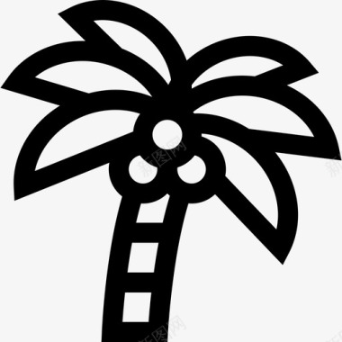 椰子树泰国8线形图标图标