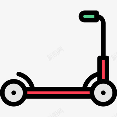踏板车圣诞玩具4线性颜色图标图标