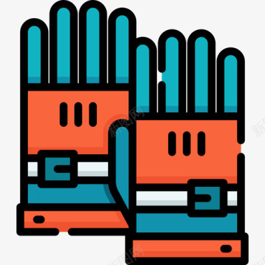手套冬季运动14线性颜色图标图标