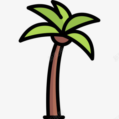 棕榈树动物与自然2线性颜色图标图标