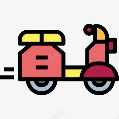 摩托车物流配送9线性颜色图标图标