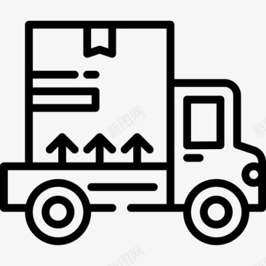 送货卡车包裹运送12直线图标图标