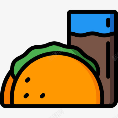玉米卷快餐38线性颜色图标图标