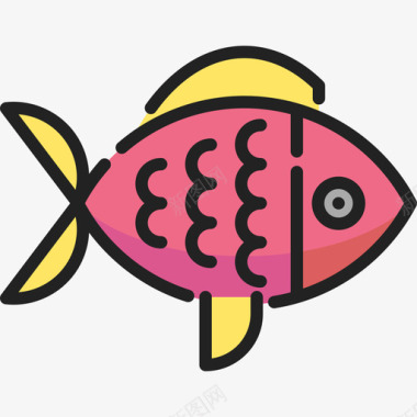 鱼类海洋生物15种线形颜色图标图标