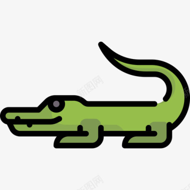 鳄鱼动物与自然2线性颜色图标图标