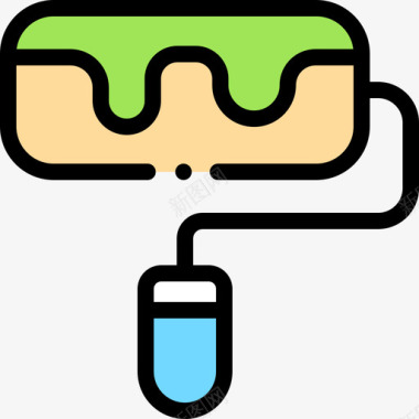 油漆辊印刷23线性颜色图标图标