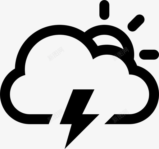 Cloud Lightning Sunsvg_新图网 https://ixintu.com Cloud Lightning Sun