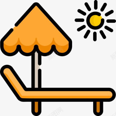 躺椅夏季11线性颜色图标图标