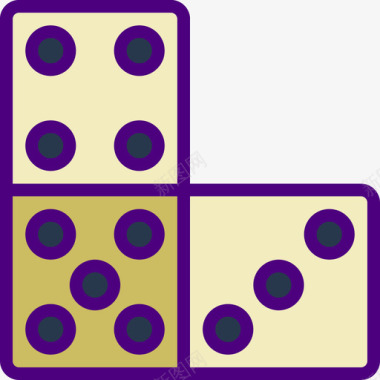 多米诺骨牌游戏18线性颜色图标图标