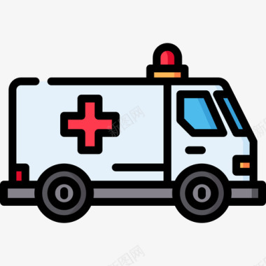 救护车运输76线性颜色图标图标