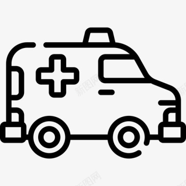 救护车紧急服务7直线式图标图标