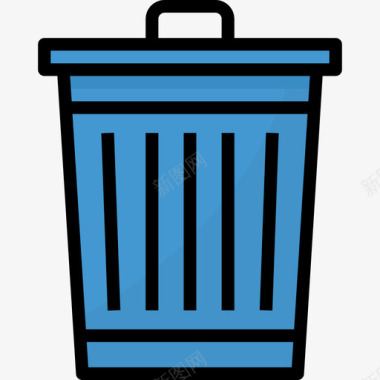 垃圾桶清洁和家务4线性颜色图标图标