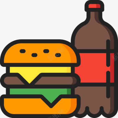 汉堡快餐38原色图标图标