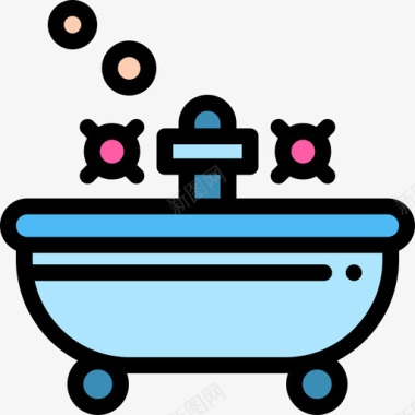 浴水疗和桑拿线性颜色图标图标