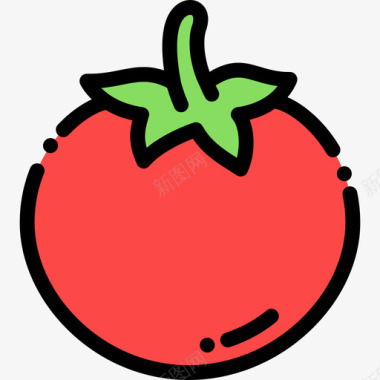 番茄水果蔬菜9线形颜色图标图标