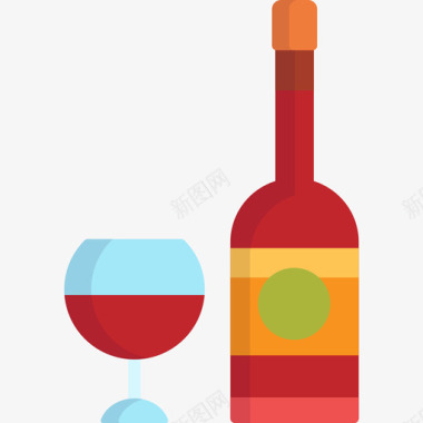 葡萄酒冬季24平淡图标图标