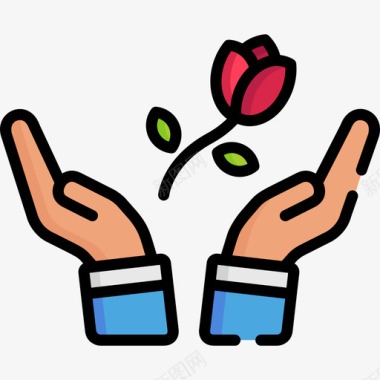 玫瑰和平人权2直线颜色图标图标