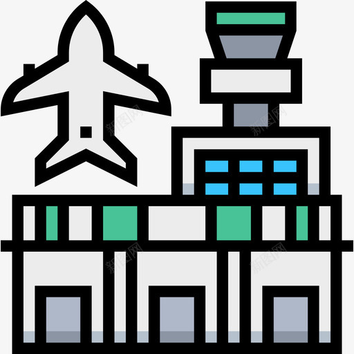 机场城市元素28线条色彩图标svg_新图网 https://ixintu.com 城市元素28 机场 线条色彩