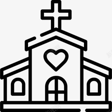 教堂旅游地点表情符号线性图标图标