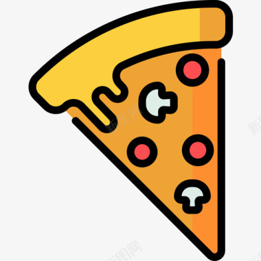 披萨片快餐43线性颜色图标图标