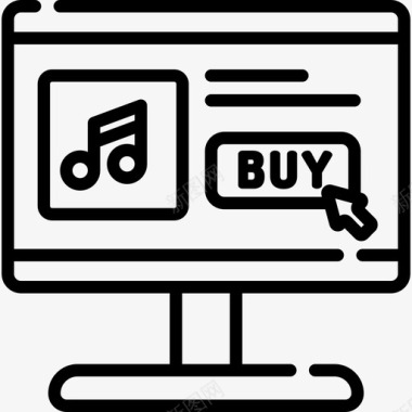 网上购物音乐商店15线性图标图标