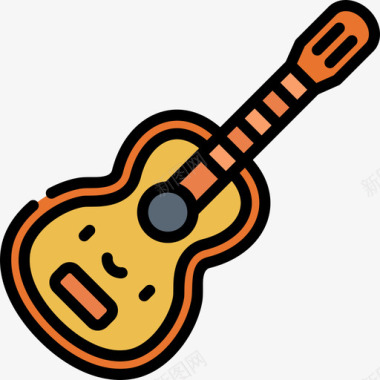 吉他乐器16线性颜色图标图标