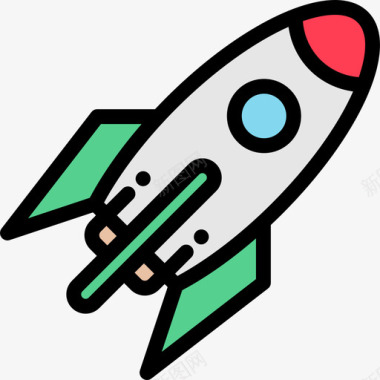 火箭圣诞玩具4线性颜色图标图标
