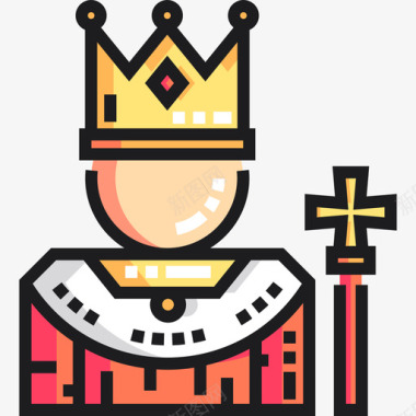 国王中世纪24岁线性颜色图标图标