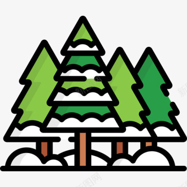 松树圣诞106线形颜色图标图标