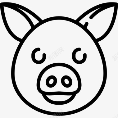 猪动物和自然3直系图标图标