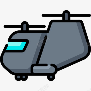 直升机运输90线性颜色图标图标