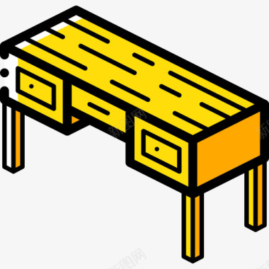 办公桌家具38黄色图标图标