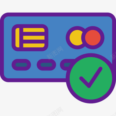 信用卡购物64线性彩色图标图标