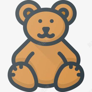 泰迪熊玩具21线性颜色图标图标
