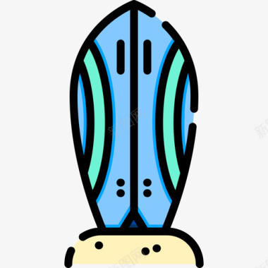 冲浪板热带7线性颜色图标图标