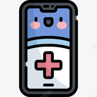 智能手机紧急服务6线性颜色图标图标