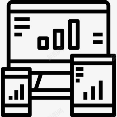 监视器业务图表和图表3线性图标图标