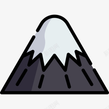 山旅游地表情符号3线颜色图标图标
