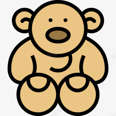 泰迪熊55岁宝宝直线颜色图标图标