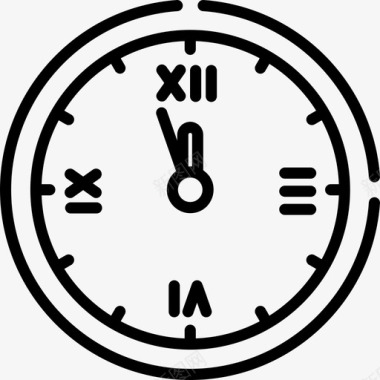 时钟新年11线性图标图标