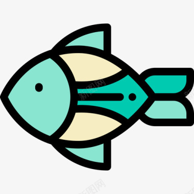 鱼宠物店27线性颜色图标图标