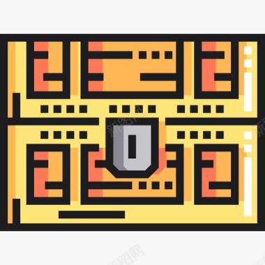 宝藏中世纪24线性颜色图标图标