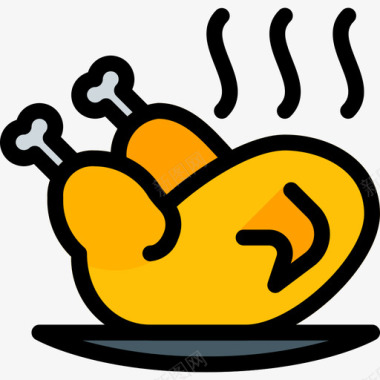 烤鸡食品90原色图标图标