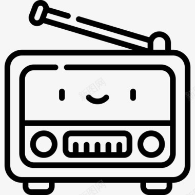 收音机音乐商店8线性图标图标