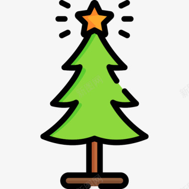 圣诞树新年9线形颜色图标图标