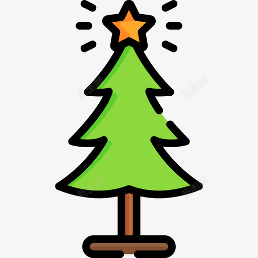 圣诞树新年9线形颜色图标svg_新图网 https://ixintu.com 圣诞树 新年9 线形颜色