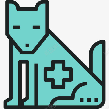 救援犬救援4线性颜色图标图标
